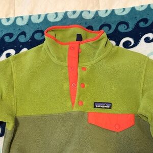 Patagonia Kids' Green and Red Fleece Pullover